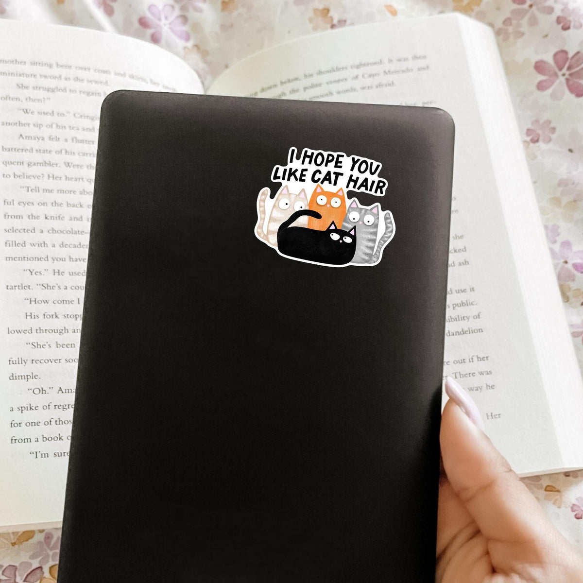 Funny Cat Hair Sticker / Kitty Lover Gift / Crazy Feline Decal / Pet Mom Present / Animal Humor Art / Cute Fur Covered Quote Design