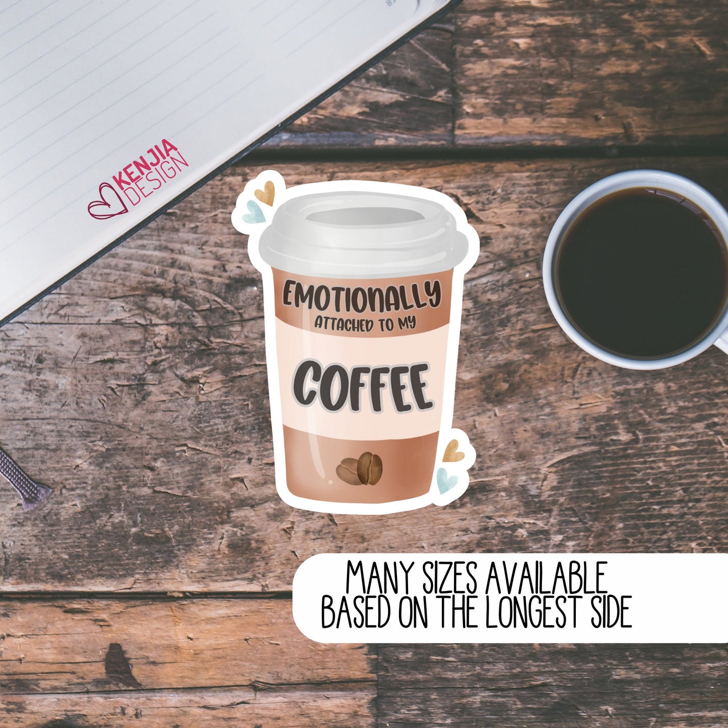 Emotional Support Coffee Stickers and Fridge Magnets, Coffee Lover addict Girl Gift, Caffeine Queen Decor, Coffee mom and nurses for Jars