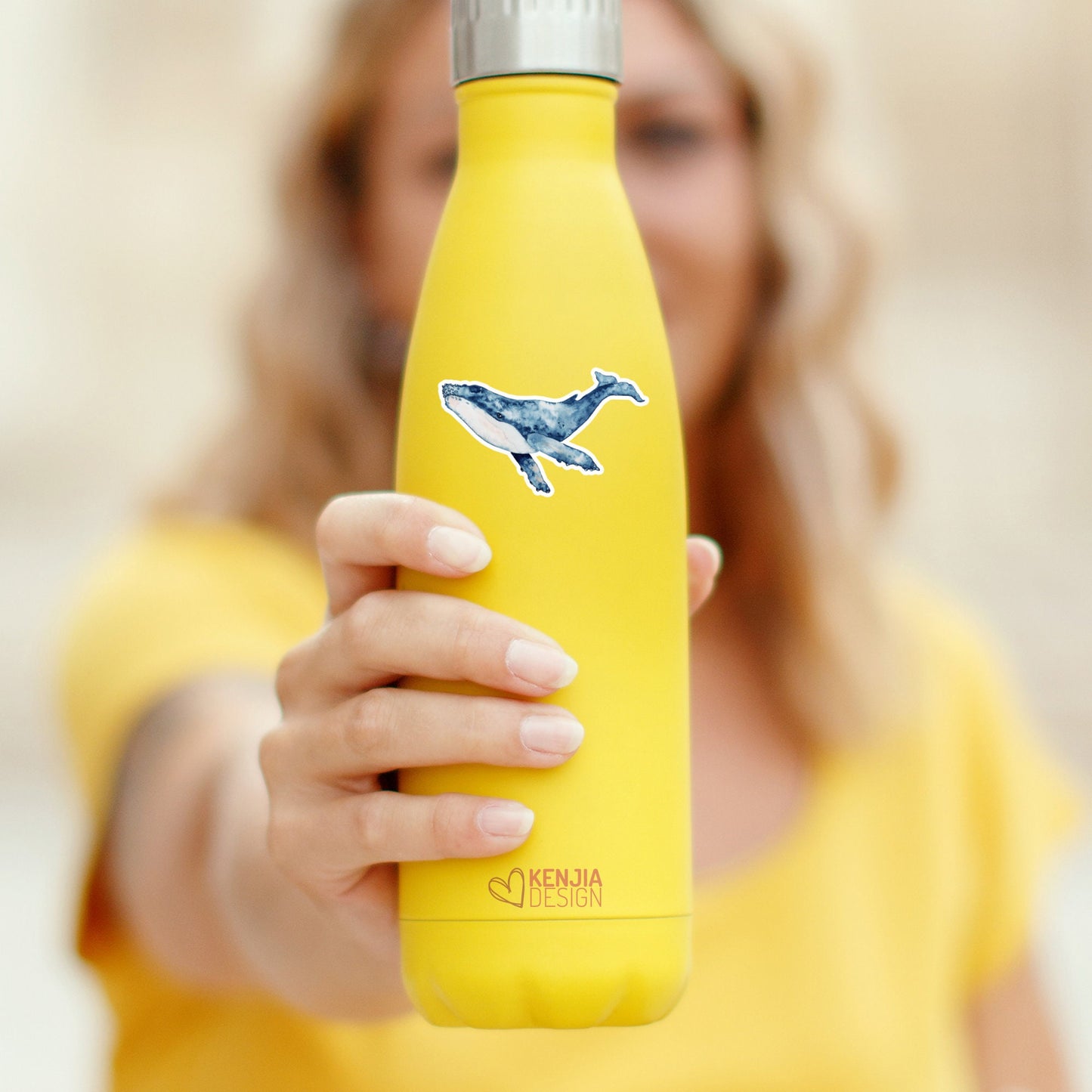 Whale Sticker  / Blue Wale Ocean Stickers / Watercolor Waterproof Vinyl Sticker for Gift, Planner, Book, Kindle and Laptop Stickers