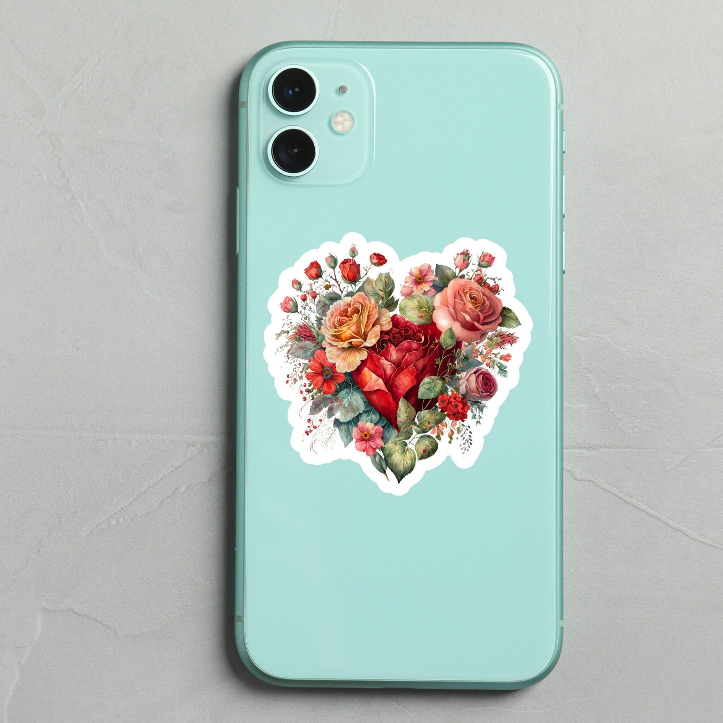 Beautiful Vintage Floral Heart Stickers and Magnet, Waterproof Handmade cute Vinyl Sticker for gift, planner, book and laptop stickers