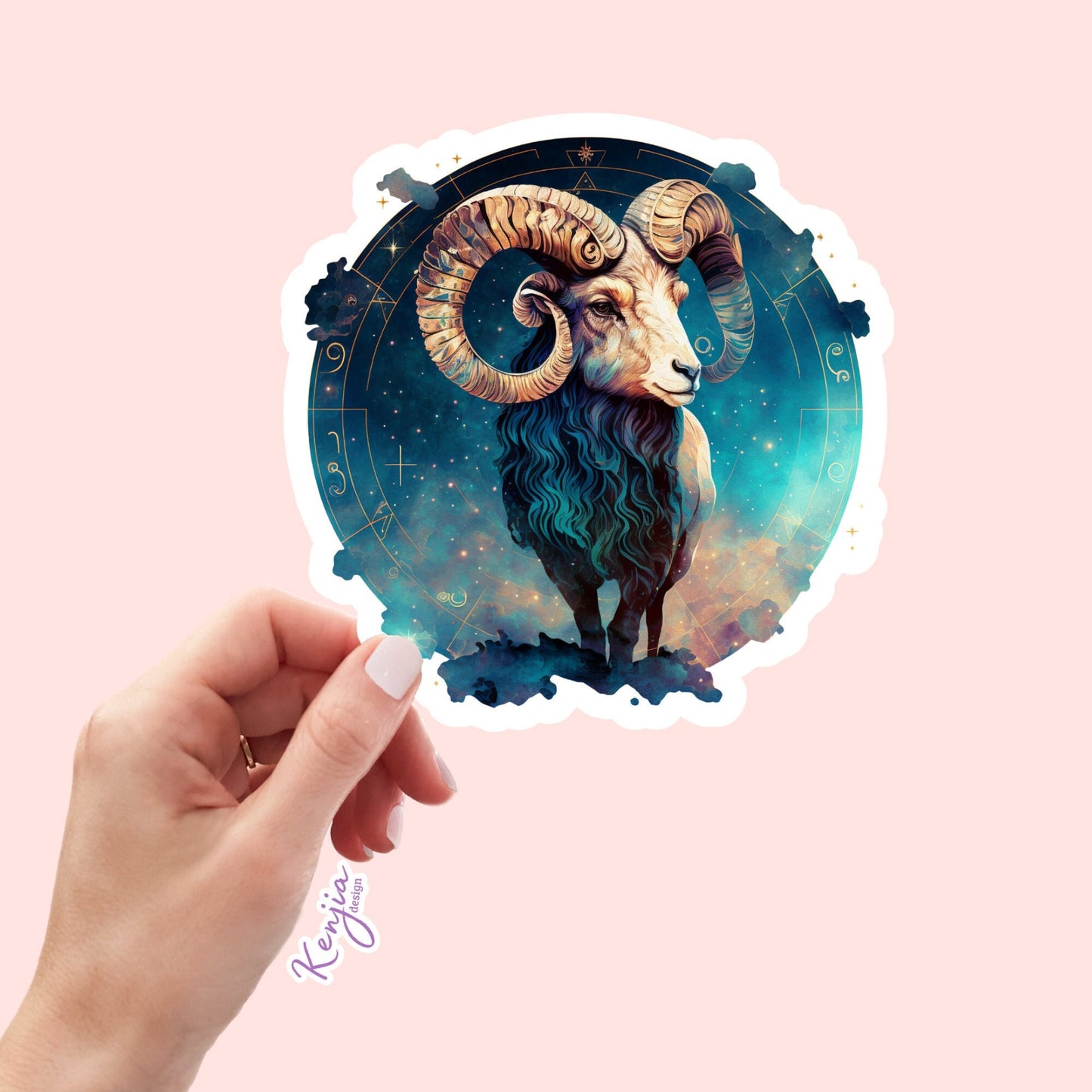 Astrology Zodiac Aries Sign Sticker, Waterproof and Dishwasher Safe Handmade cute Vinyl Sticker gift, planner, bumper, laptop stickers