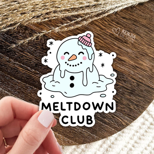 Meltdown Club Stickers / Christmas Sticker / Snowman Sticker / Funny Mom Gift / Funny Retro Mental Health Decal / Laptop & Kindle Stickers