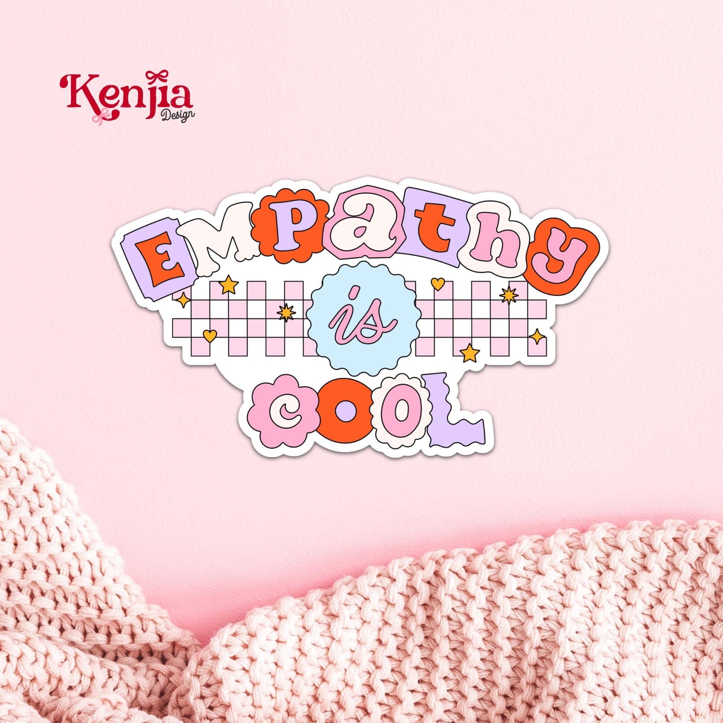 Empathy is Cool Stickers / Mental Health Positive Quote / Water Bottle Sticker / Motivational Kindle Stickers