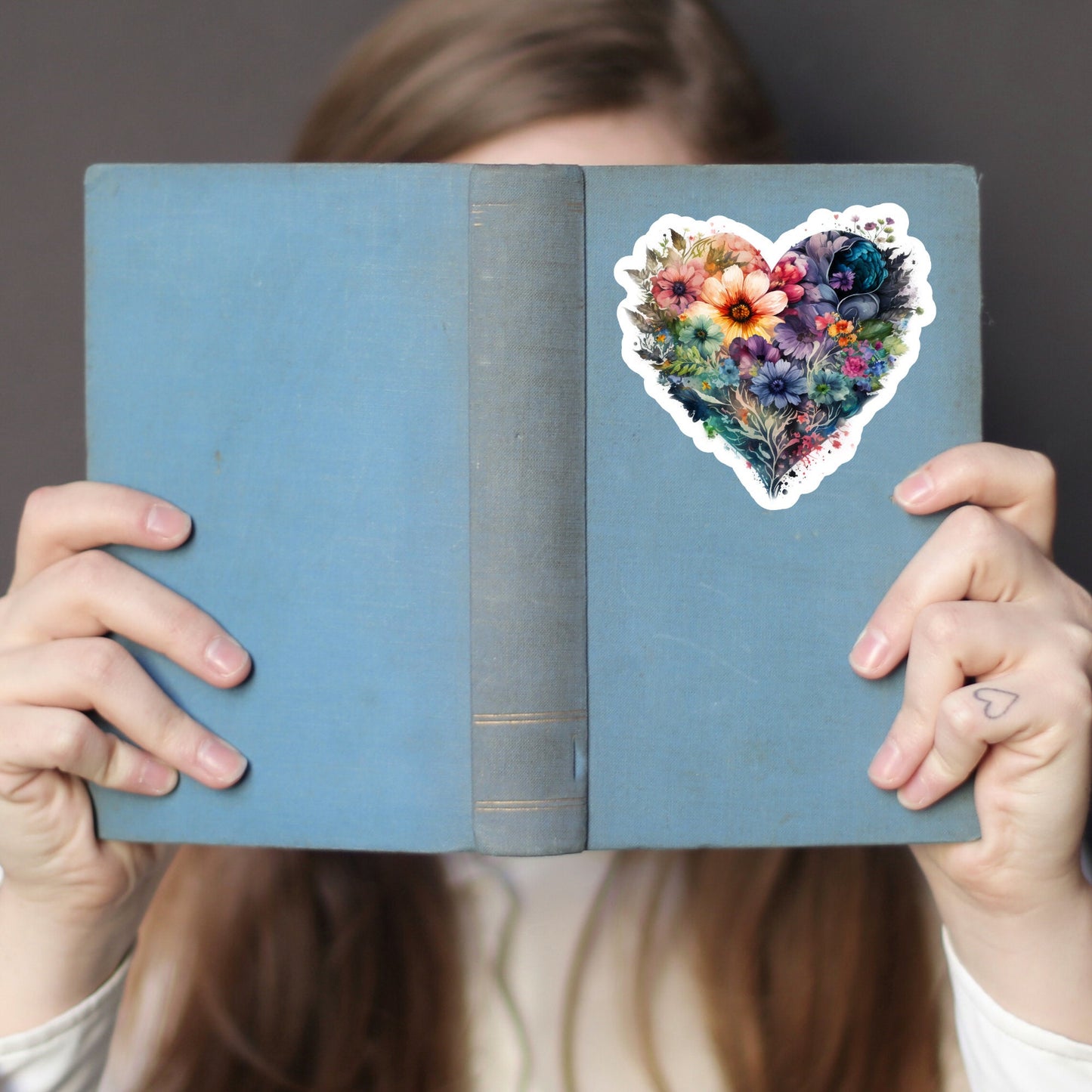 Beautiful Vintage Floral Heart, Waterproof and Dishwasher Safe Handmade cute Vinyl Sticker for gift, planner, book and laptop stickers
