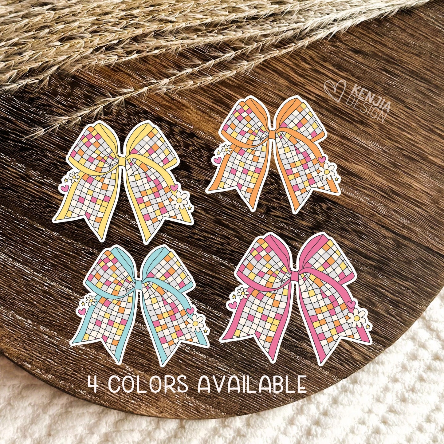 Disco Ribbons Stickers  / Pink Ribbon Sticker / Bow Stickers / Trendy Disco Ball Sticker / Groovy Retro Aesthetic Kindle Stickers
