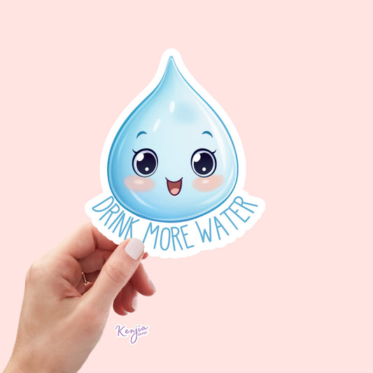 Cute handmade Water Drop Drink More Water Sticker and Magnet, Waterproof Vinyl Stickers for gifts, planner, books, laptop, water bottle