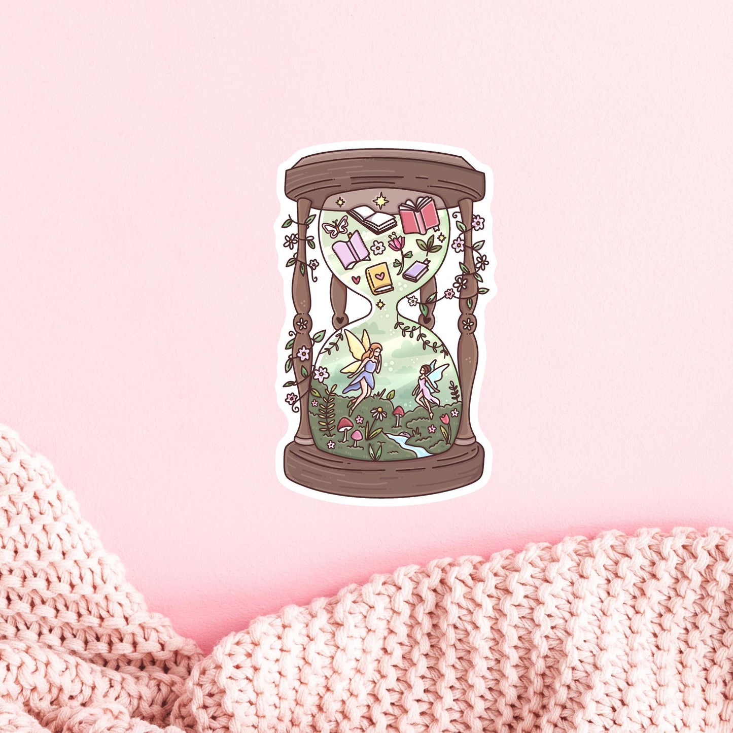 Fairy Tale Hourglass Sticker / Fantasy Reader Gift / Bookish Decal / Magical Time / Book Lover Aesthetic / Dreamy Reading / Whimsical Gift