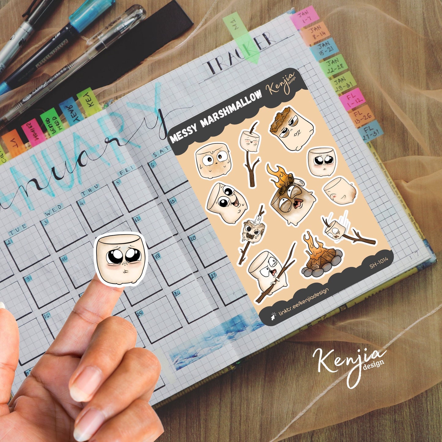Cute Messy Marshmallow Kawaii Sticker Sheet For Stationary, Planner, Deco, Kindle, Mirror Stickers, journal and journaling stickers