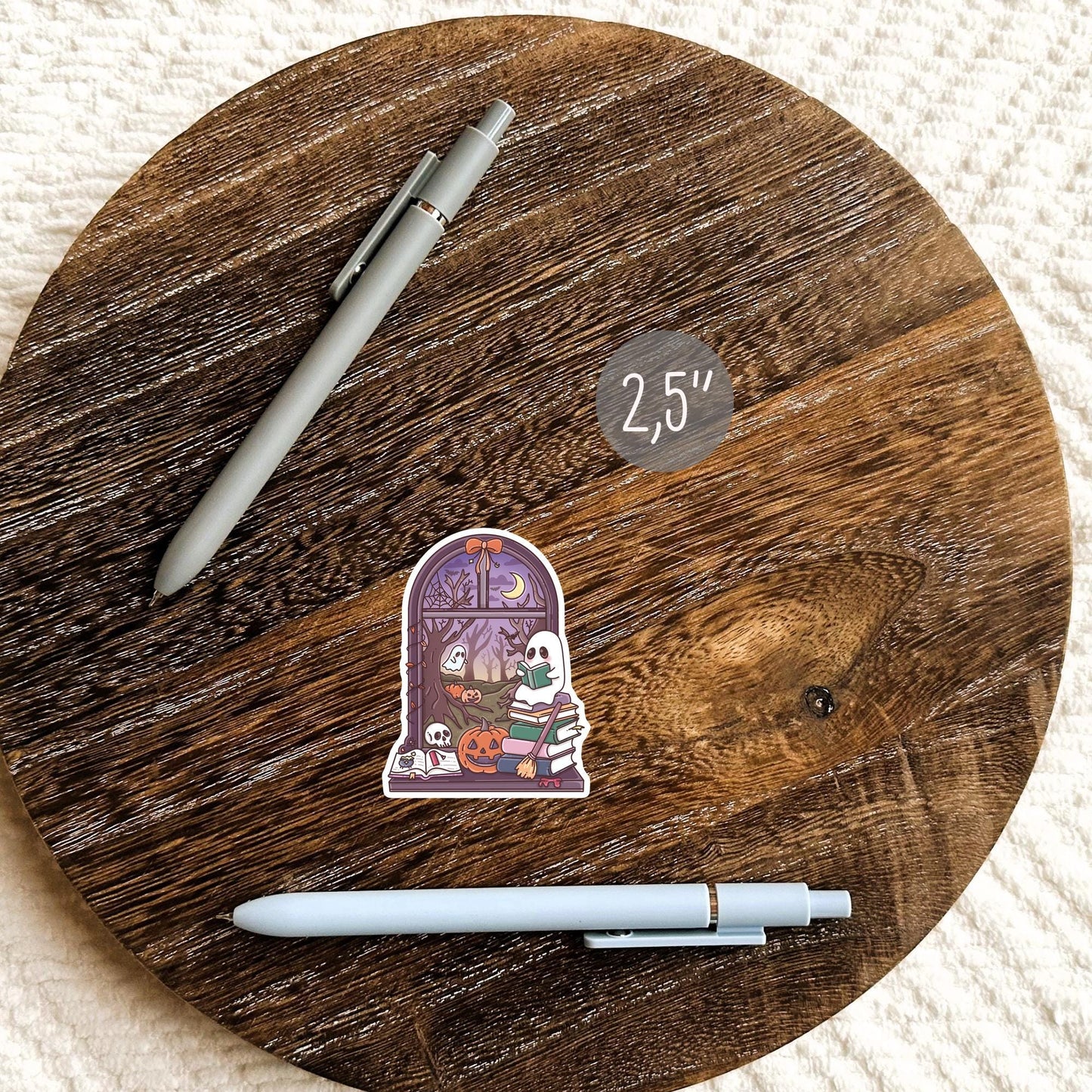 Halloween Window Sticker / Spooky Autumn Decal / Witch Aesthetic Gift / Gothic Vibes / Cute Bookish Present for Her / October Scene