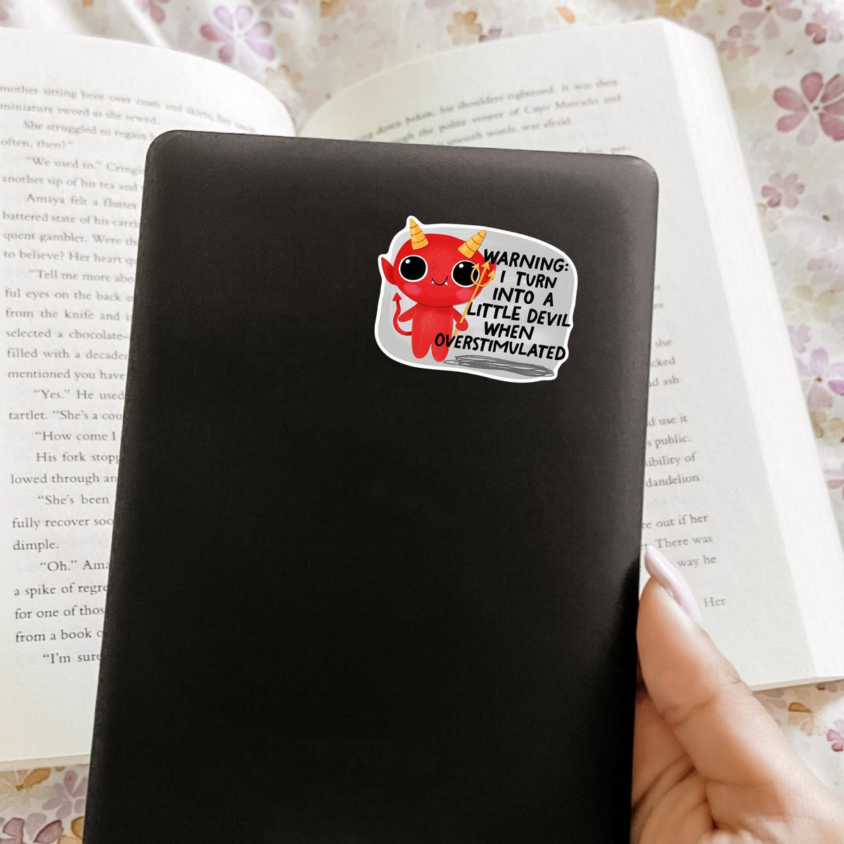 Little Devil Overstimulated Sticker / Funny Mental Health Gift / Cute Demon Decal / Sensory Overload Humor / Neurodivergent Present