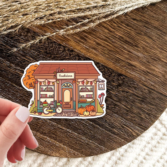 Autumn Bookstore Sticker / Cozy Fall Gift / Book Lover / Seasonal Reading / Bookish Decor / Cute Aesthetic / Bibliophile / Reader Present