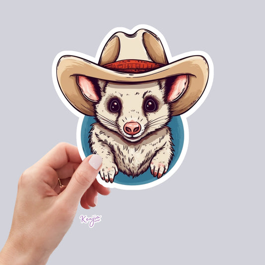 Cute Cowboy Possum Stickers and Magnet, Waterproof Vinyl Sticker gifts for Opossum lover, planner, book, laptop weird furry Sticker