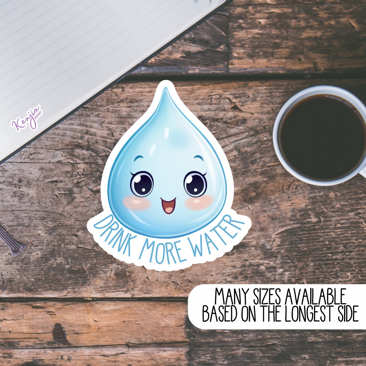 Cute handmade Water Drop Drink More Water Sticker and Magnet, Waterproof Vinyl Stickers for gifts, planner, books, laptop, water bottle