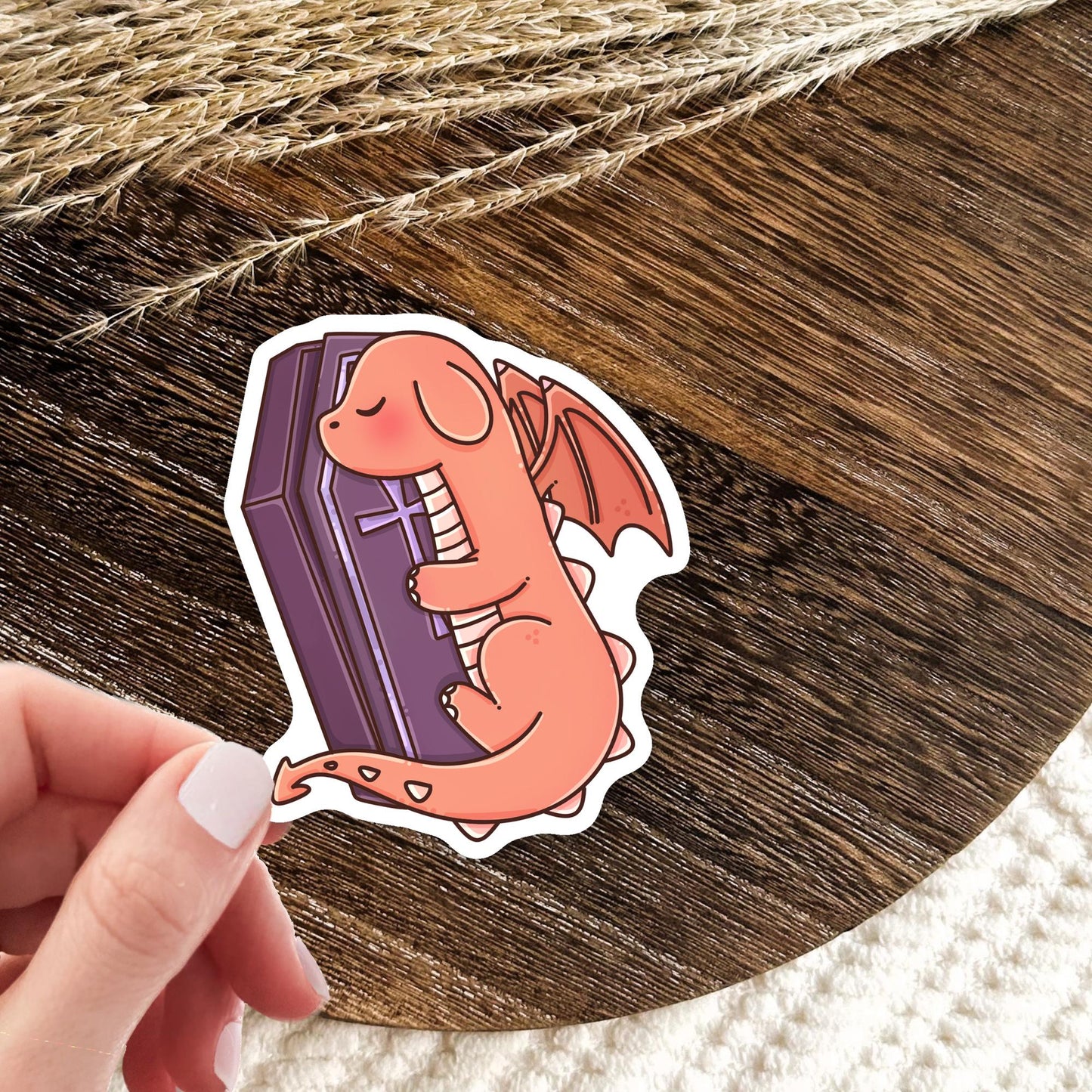 Halloween Orange Dragon die-cut sticker - cute spooky dragon vinyl sticker for Kindle laptop water bottle