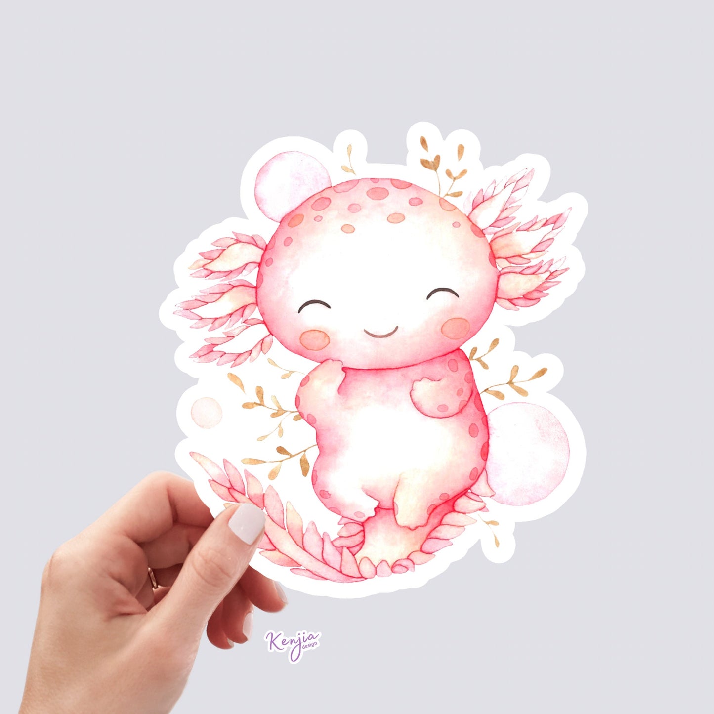 Cute Kawaii Axolotl Sticker and Fridge Magnets for Planner, Amigurumi Hydroflask, MacBook Computer, Luggage, Party / Waterproof