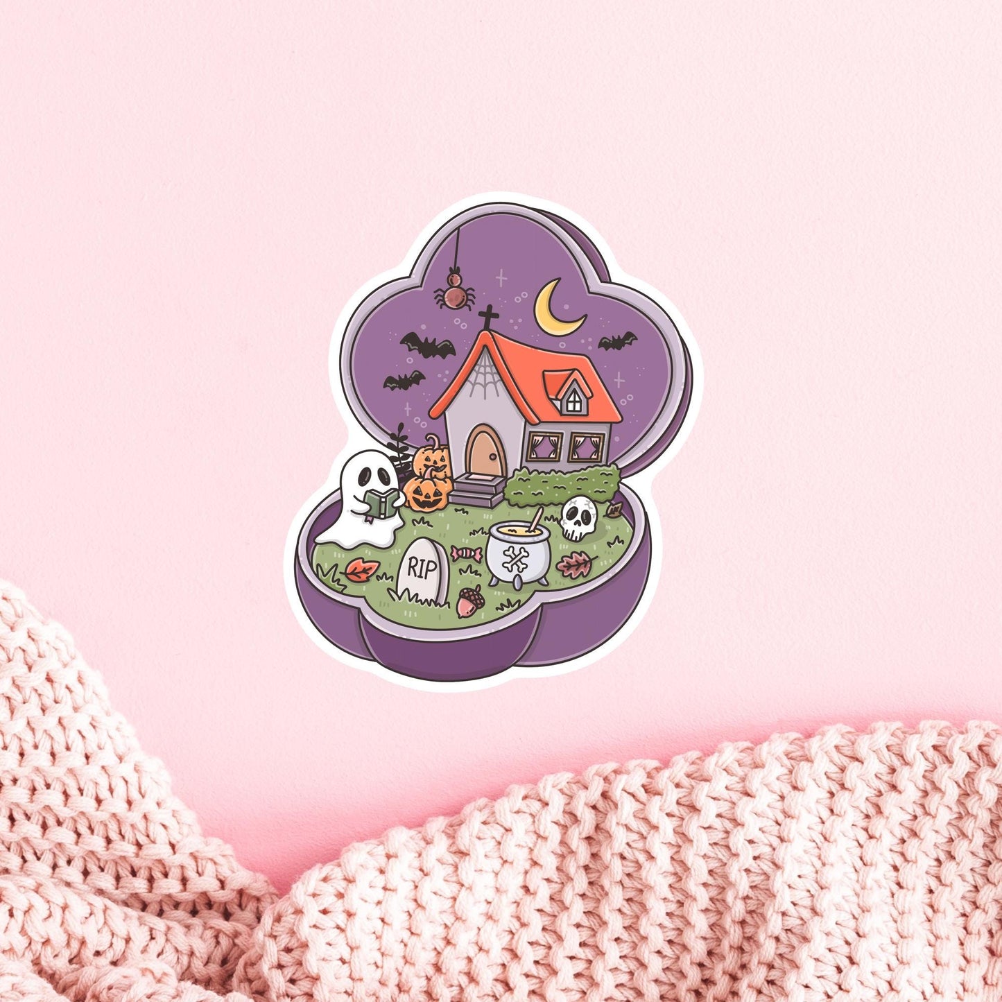 Bookish Halloween Sticker / Spooky Reader Gift / Witchy Book Lover Decal / Autumn Vibes / Cute Bookworm Present for Her / Reading Decor