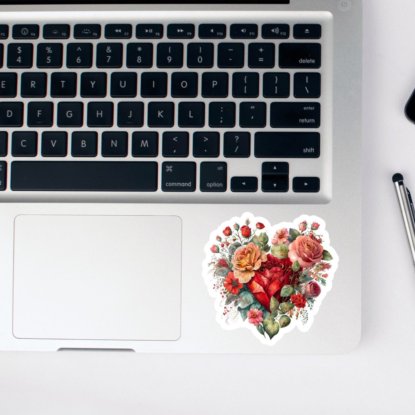 Beautiful Vintage Floral Heart Stickers and Magnet, Waterproof Handmade cute Vinyl Sticker for gift, planner, book and laptop stickers