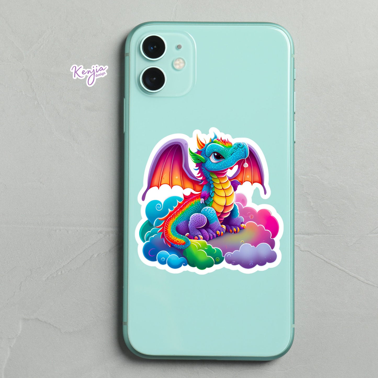 Rainbow Colorful Dragon Stickers, for gift, Waterproof Dishwasher Safe Vinyl stickers for planner, book , laptop stickers