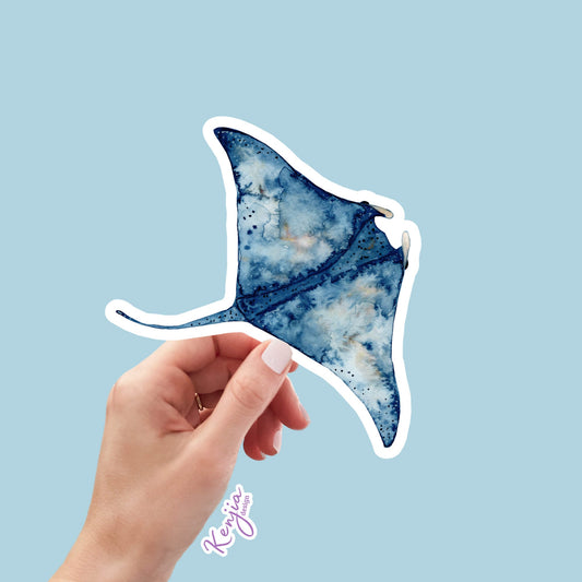 Cute handmade Sea Ray Sticker with watercolor effect, Waterproof and Dishwasher Safe Vinyl Sticker for gift, planner, book, laptop stickers