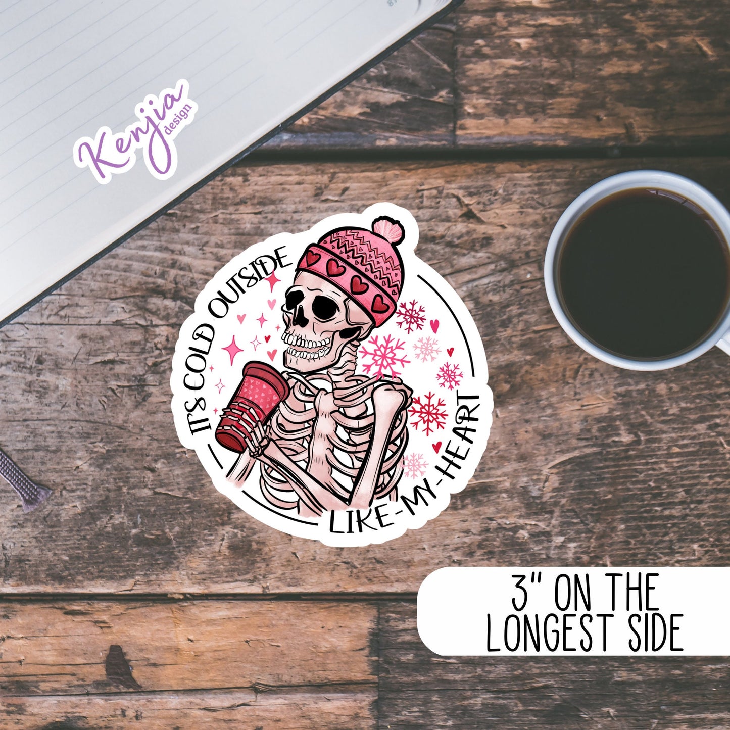 It's Cold Outside Like My Heart Stickers , Planner Stickers, Laptop Stickers, Refrigerator and Dishwasher Magnet