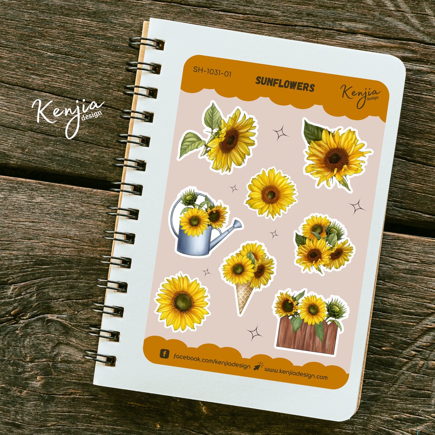 Floral Arrangements Sunflower Stickers / Sticker Sheet, Handmade cute Vinyl Sticker for gift, planner, book and laptop stickers
