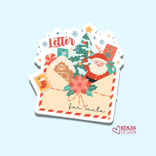 Cute Funny Letter for Santa Stickers  | Holiday Gifts Sticker for Planner Laptop Water Bottle, Kindle, Gift Card, Fridge Magnet