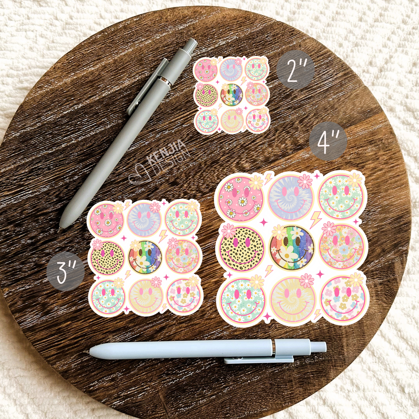 Smile Faces Stickers / Vintage Retro Groovy Stars Lightning Happy Face Sticker / Trendy Smiling Face Stickers for Kindle, Laptop
