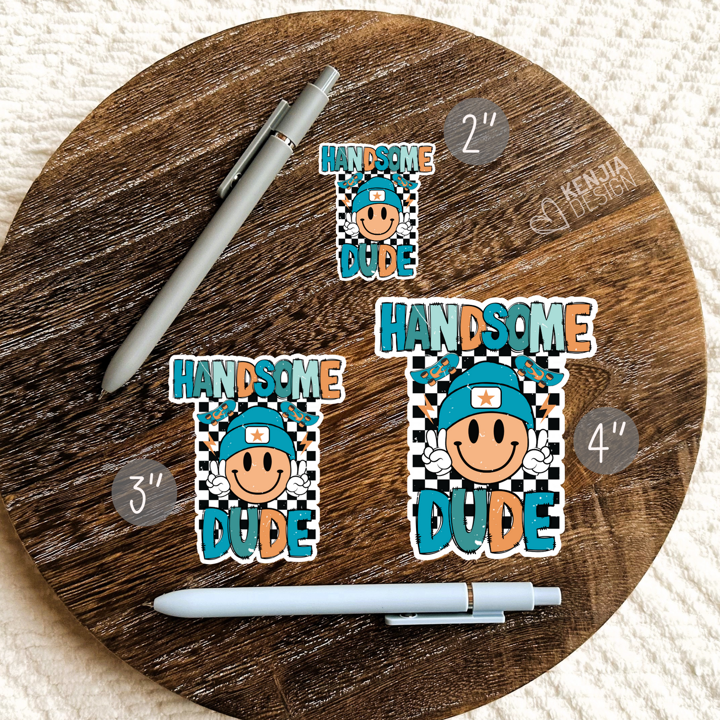 Boy Retro Stickers  / Handsome Dude / Cute Groovy Smiley Face / Peace Little Toddler Girl Gifts / Kids Life