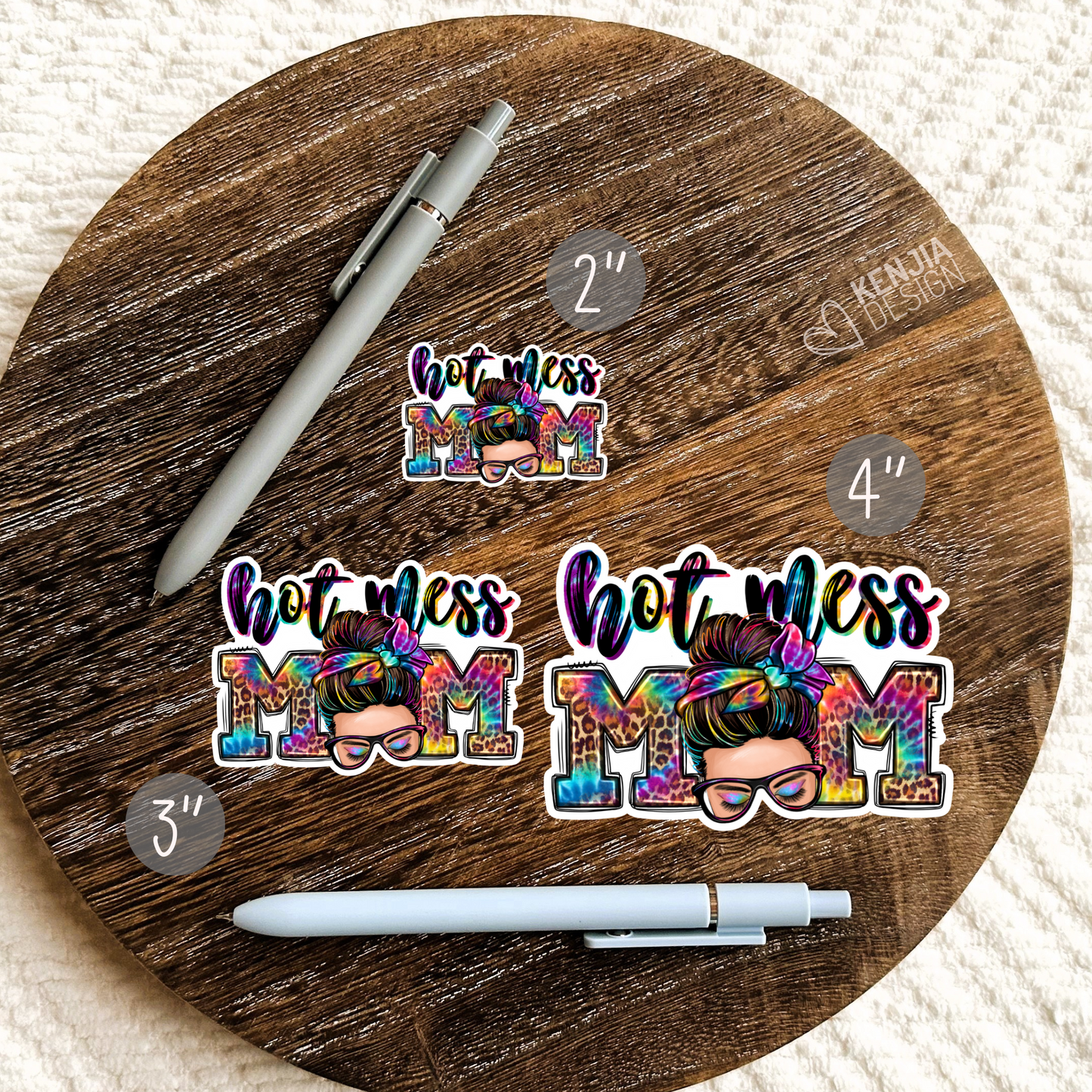 Hot Mess Mom Stickers / Messy Bun / Western Mother's Day Gifts / Mama Funny Quote / Sarcastic Mom Life Humor / Motherhood Stickers