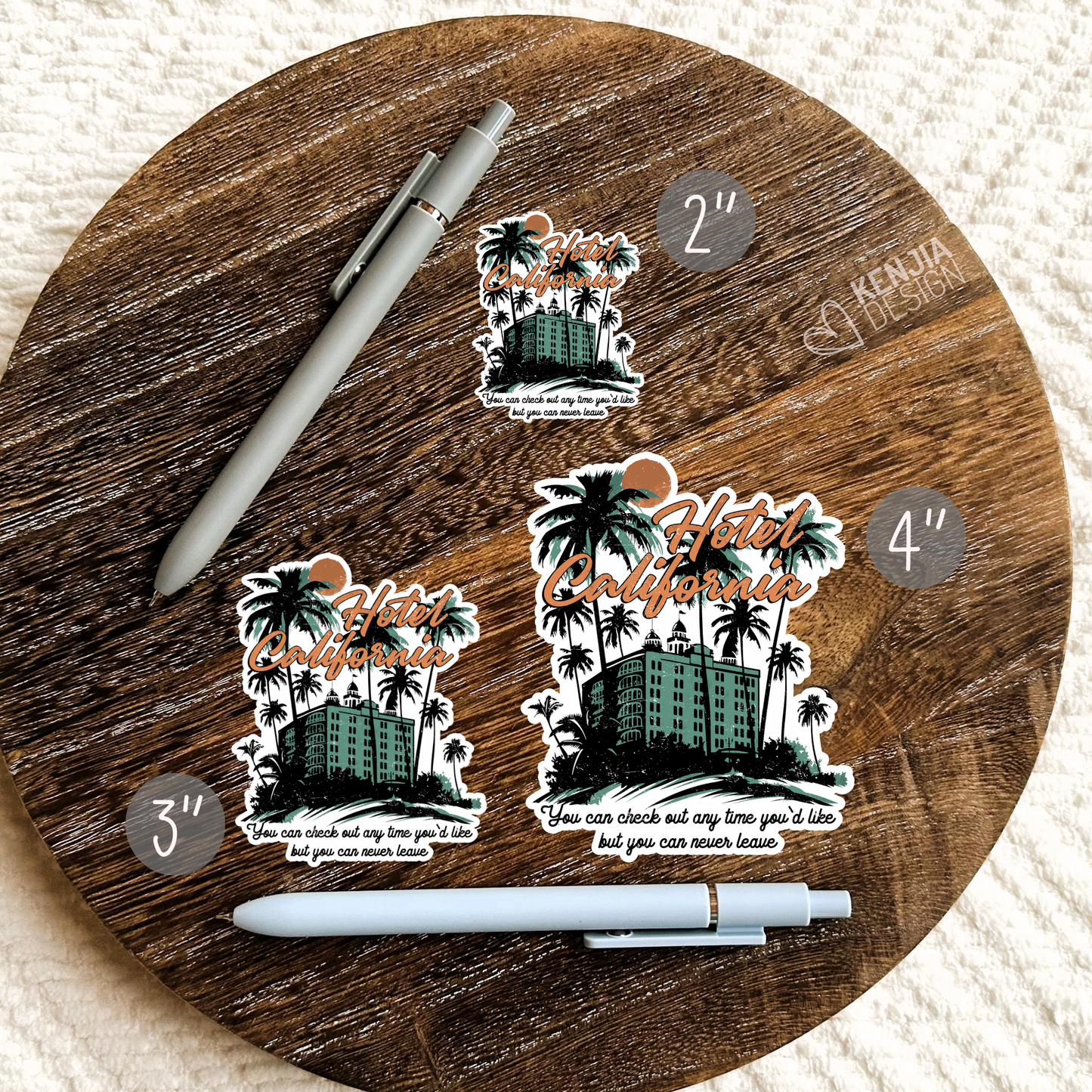 Hotel California Stickers  / Beach Stickers / Vacation Sunset Desert Sticker / Summer Aesthetic / Vintage Retro 70s