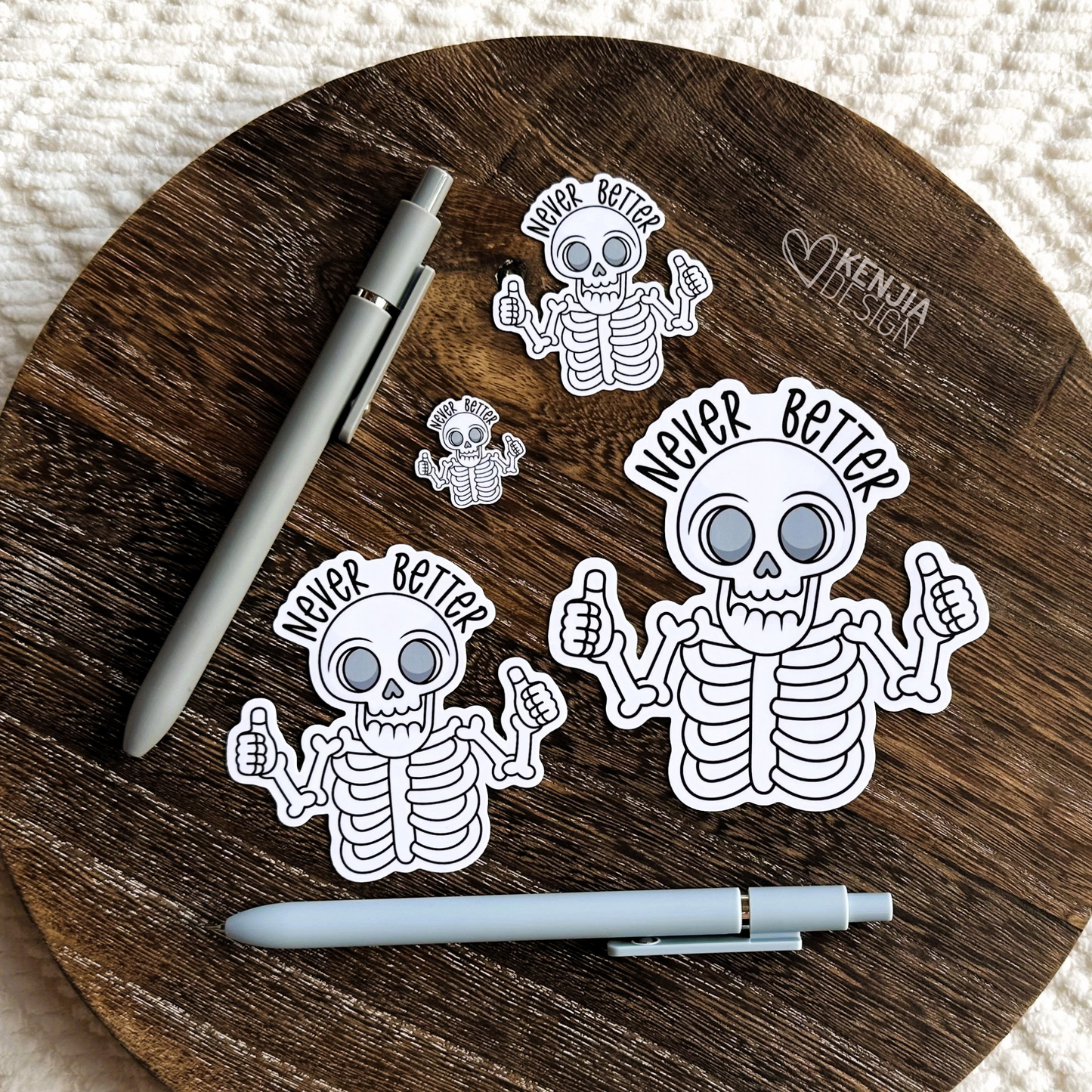 Never Better Skeleton Stickers / Sacrastic Dead Inside Gifts / Funny Halloween Skull Mental Health Mom Stickers