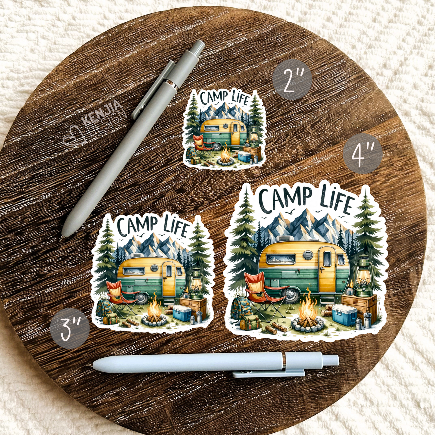 Camp Life Stickers / Camping Stickers / Summer Adventure Campfire / RV Camper / Forest, Nature And Mountain Stickers