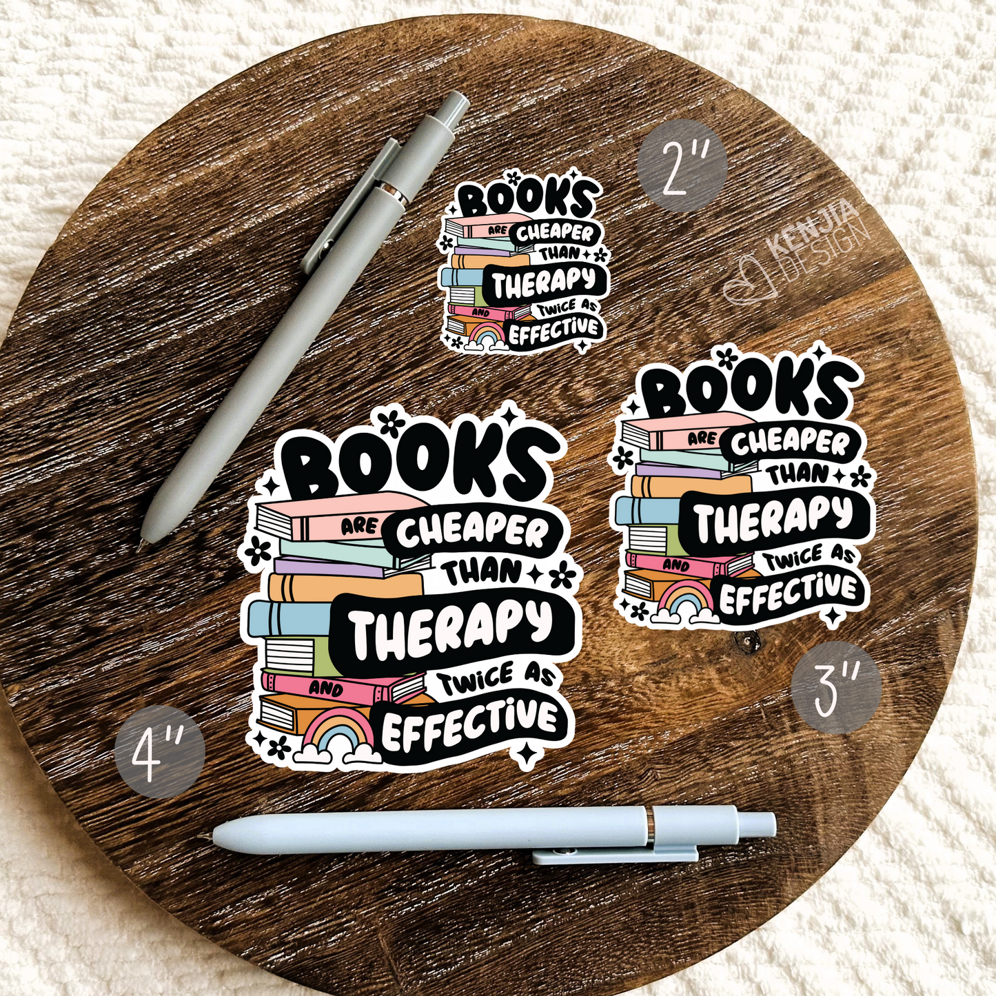 Books Are Cheaper Than Therapy Stickers  Trendy Bookish Stickers Merch / Book Lover Gifts / Booktok / Kindle Stickers