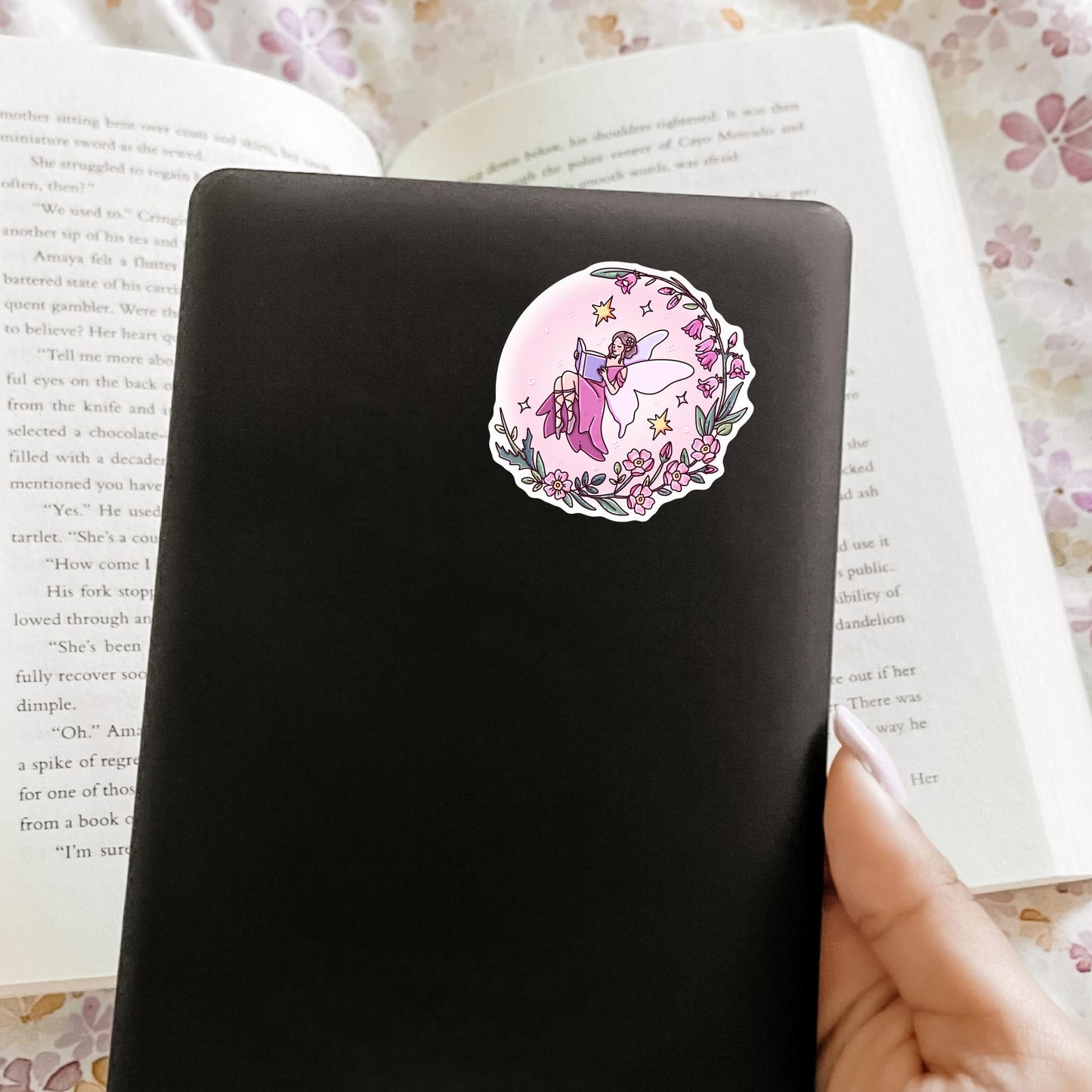 Fairy Tale Bookish Pink Sticker / Fantasy Reader Decal / Bookworm Gift / Magical Book Lover