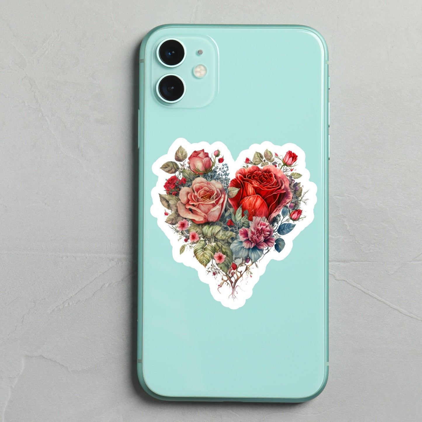 Beautiful Vintage Floral Heart, Waterproof and Dishwasher Safe Handmade cute Vinyl Sticker for gift, planner, book and laptop stickers