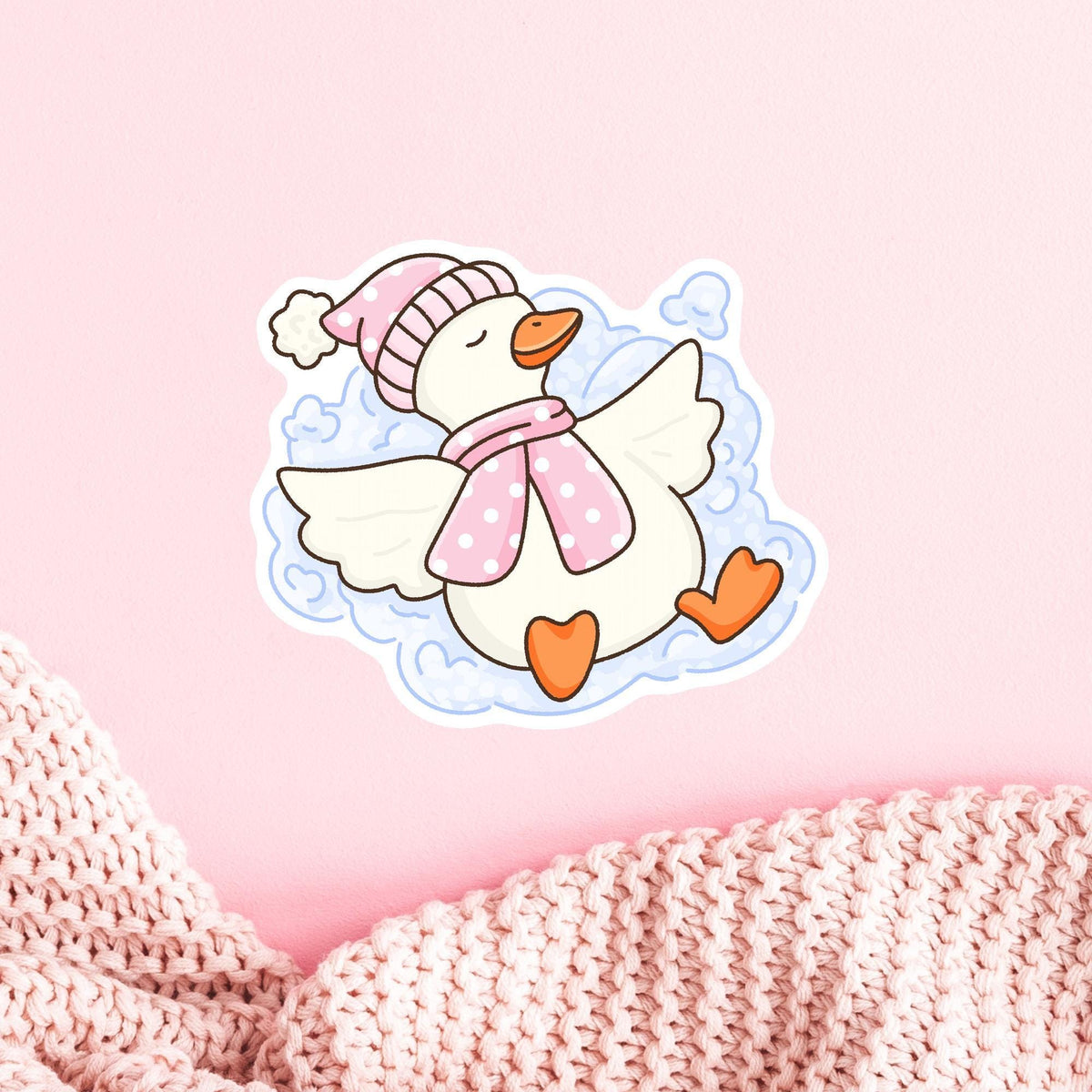Snow Angel Goose Sticker / Winter Animal Gift / Cute Bird Decal / Cozy Holiday Vibes / Kawaii Seasonal Art / Funny Cold Weather Charm