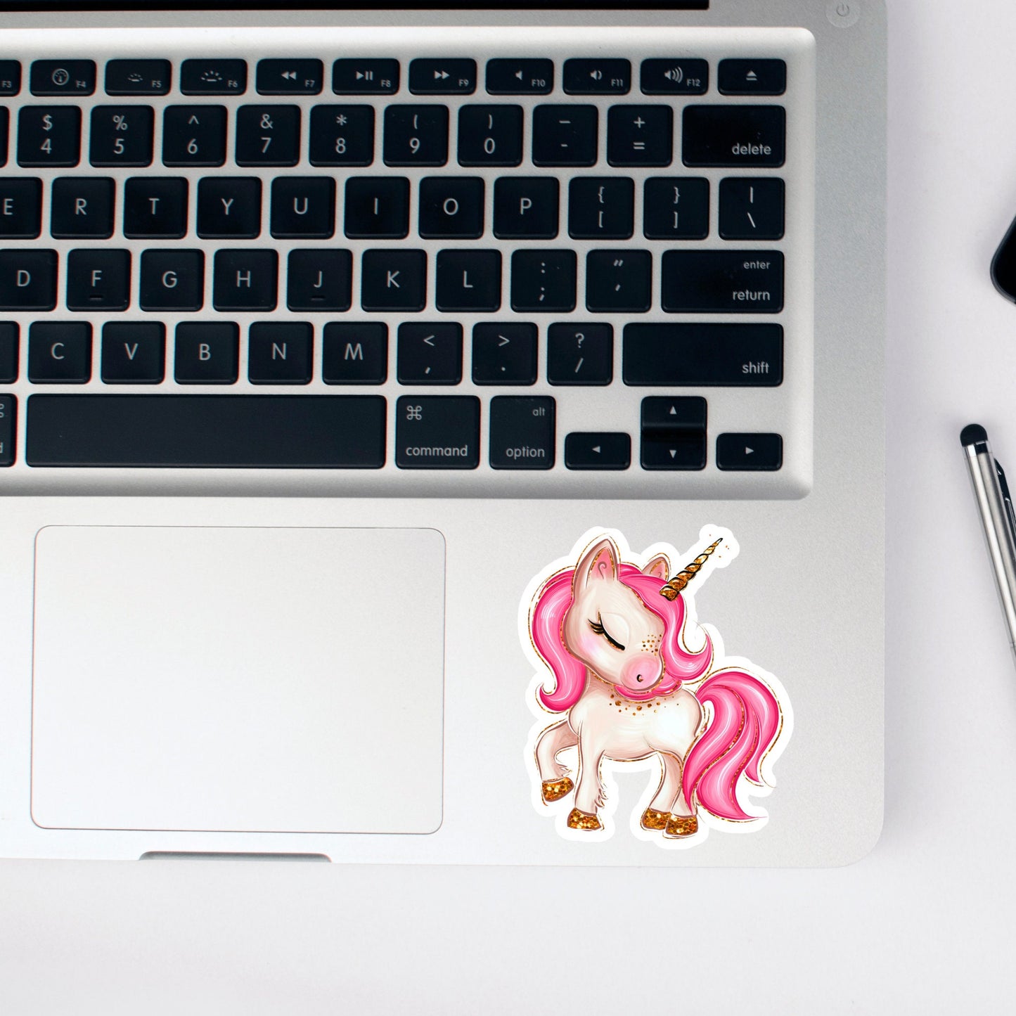 Pink Unicorn Cute Sticker with Closed Eyes, Waterproof Dishwasher Safe Handmade cute Vinyl Sticker gift, planner, book and laptop stickers