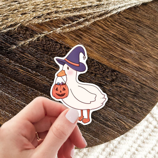 Halloween Silly Goose Sticker / Spooky Cottagecore Gift / Funny Animal Lover / Fall Decal / Cute Kawaii Goose / Whimsical Seasonal Decor