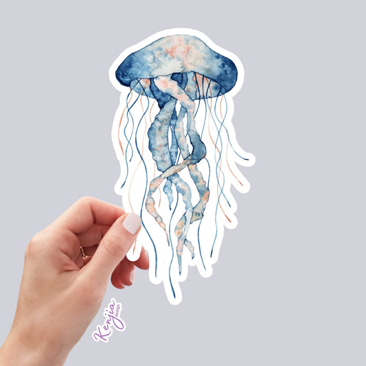Cute handmade Jellyfish Sticker with watercolor effect, Waterproof and Dishwasher Safe Vinyl Sticker gift, planner, book, laptop stickers