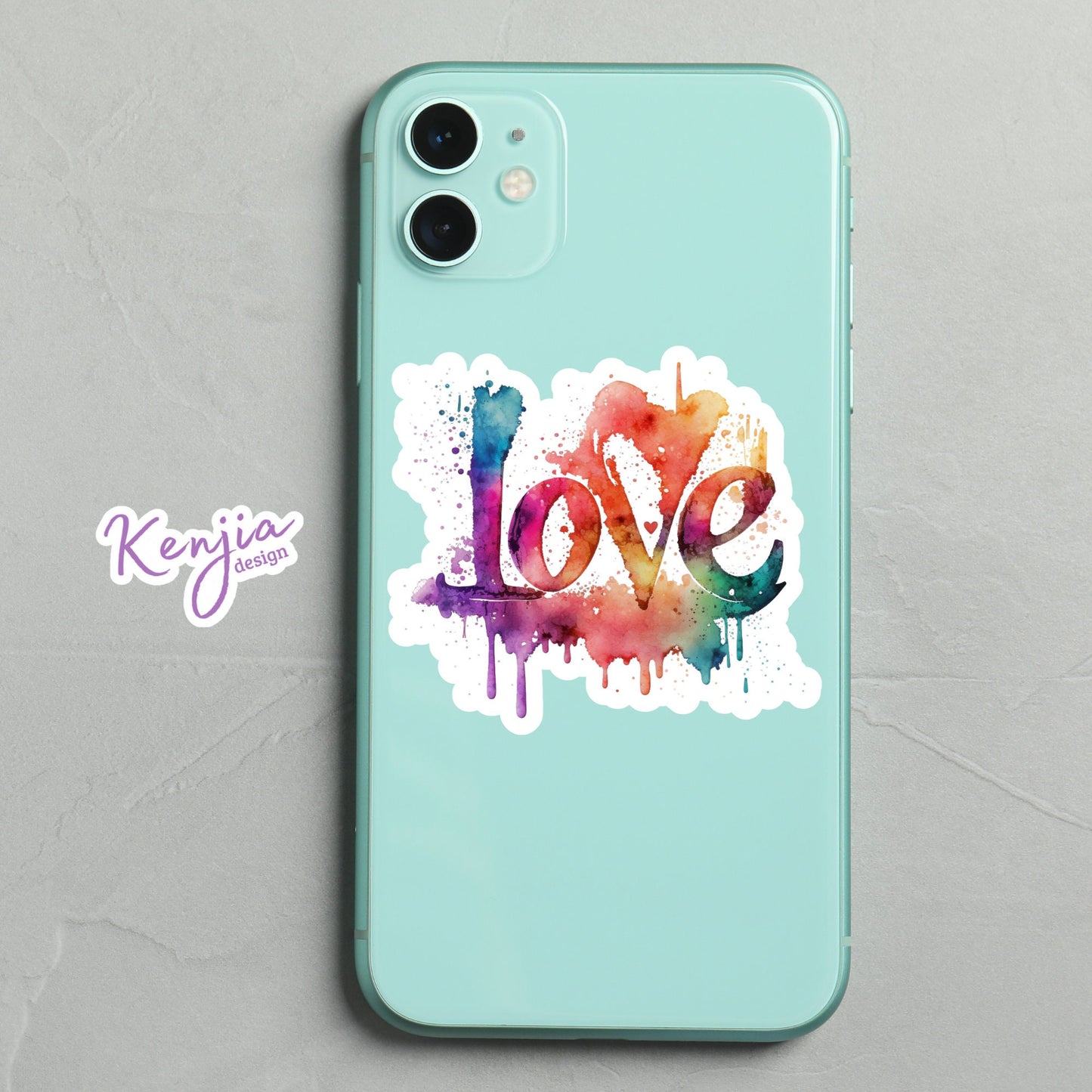 Cute handmade Love Sticker and Magnet with watercolor effect, Waterproof Vinyl Sticker for gift, planner, book, laptop stickers