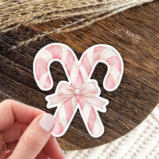 Candy Canes Stickers / Coquette Christmas Stickers / Holiday Decor / Festive Stickers / Merry and Bright Laptop & Kindle Stickers