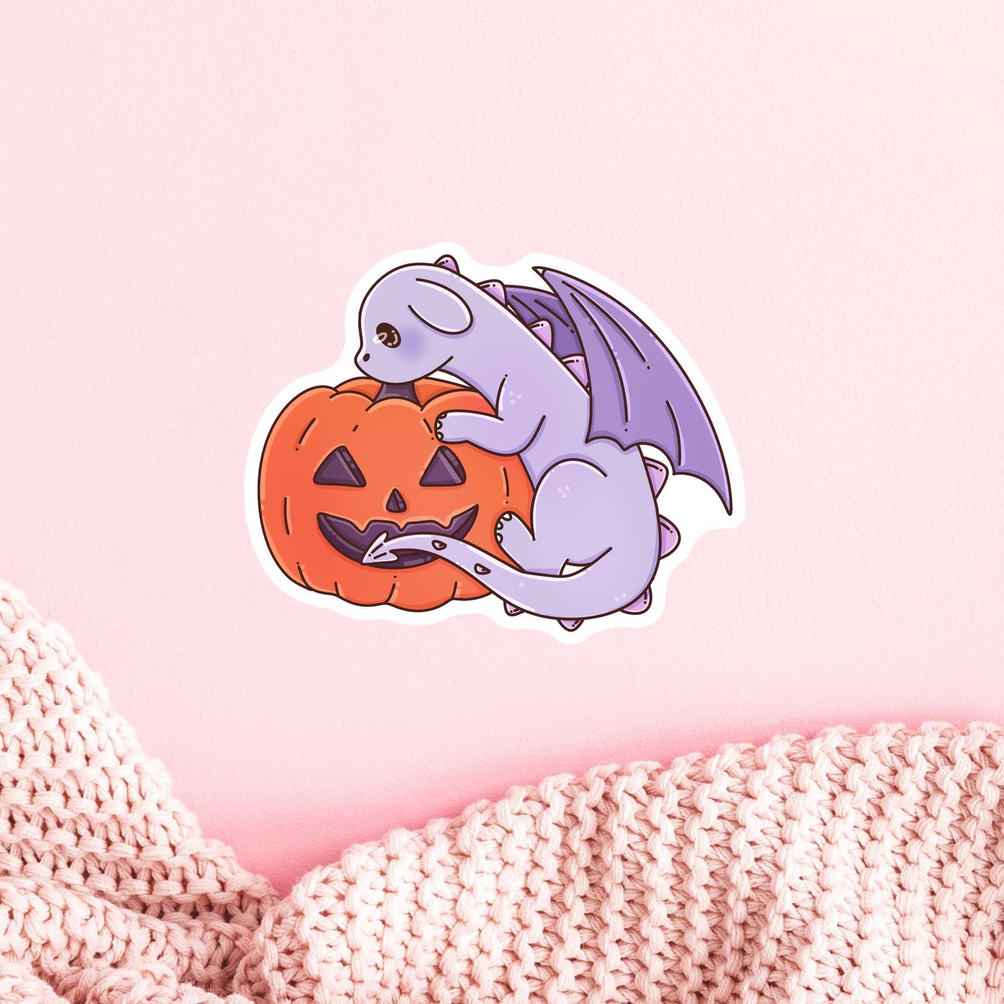 Halloween Purple Dragon Sticker / Spooky Fantasy Gift / Dragon Lover Decal / Cute Bookish Present / Witch Aesthetic / Halloween Reader
