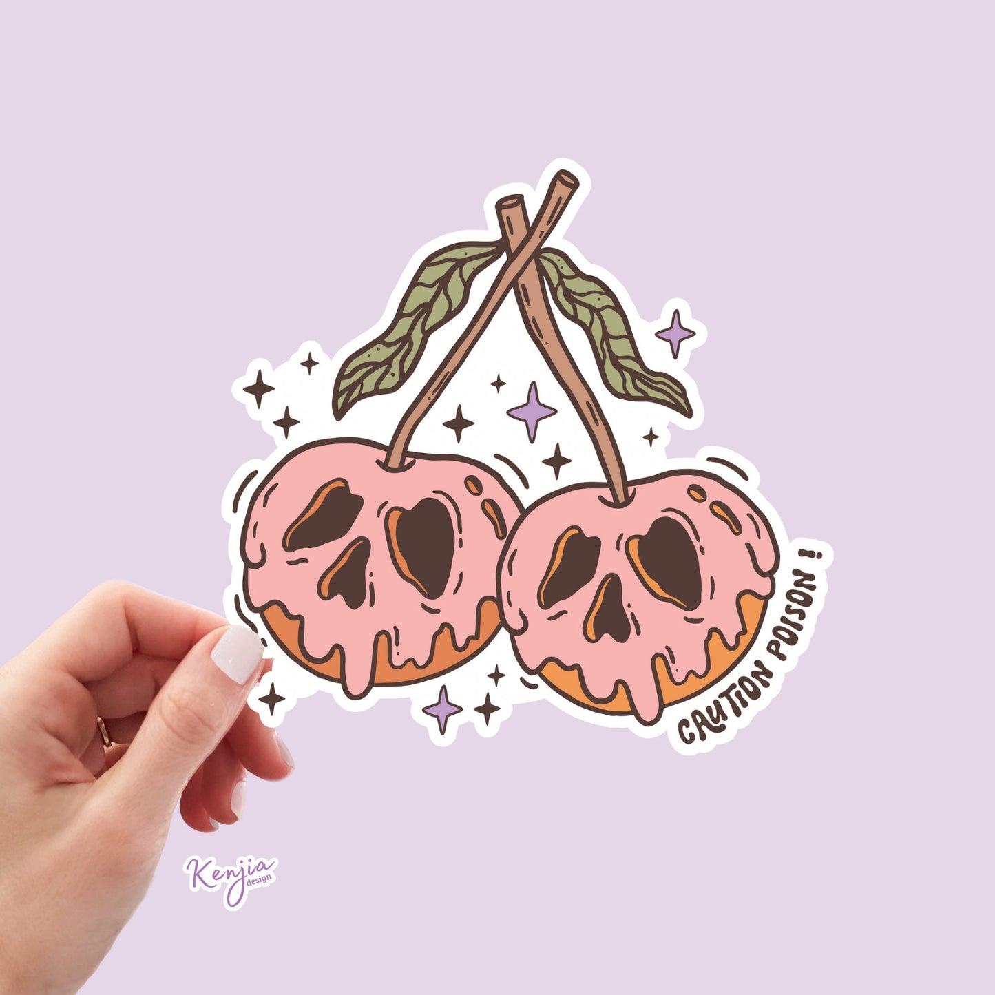 Retro Cherry Caution Poison Halloween Sticker and Magnet, Vinyl stickers, for gift, Waterproof stickers for planner, book , laptop stickers