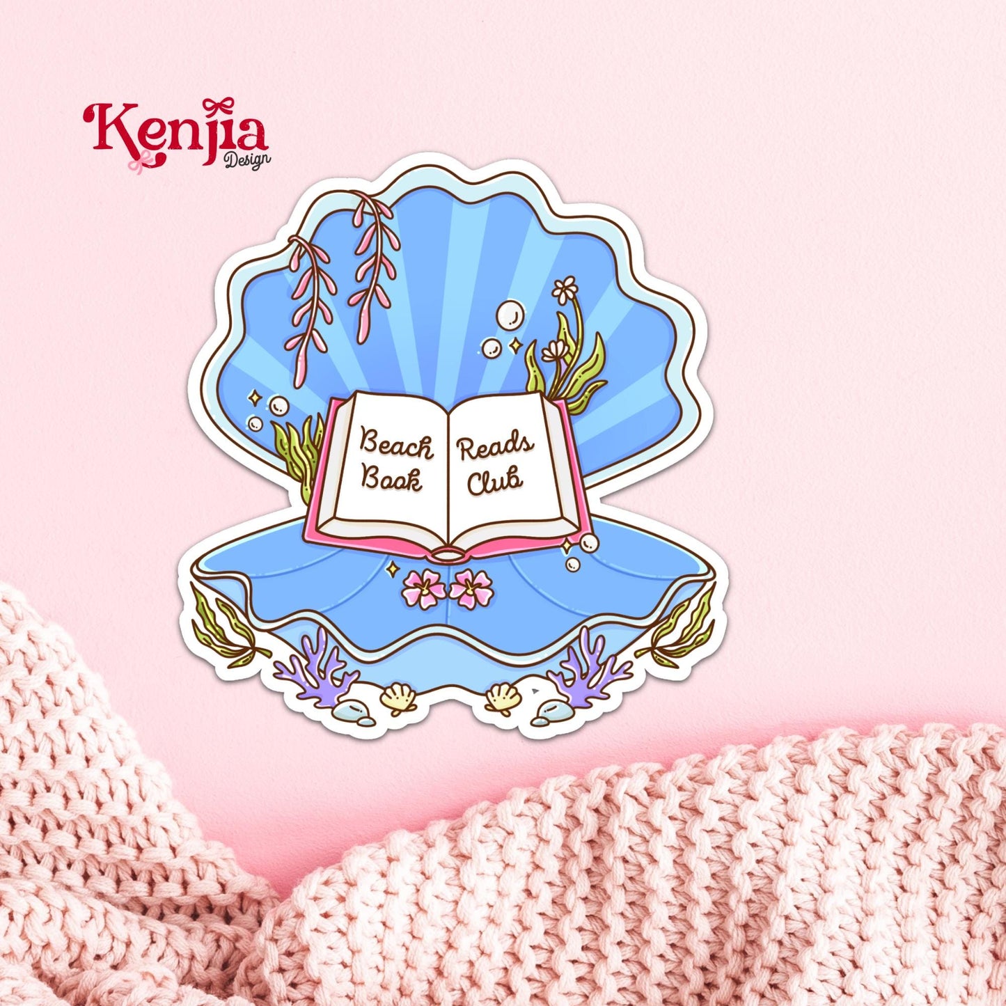 Beach Reads Club Sticker / Cute Bookish Seashell Decal / Summer Reading Sticker / Kindle Sticker / Book Lover Gift