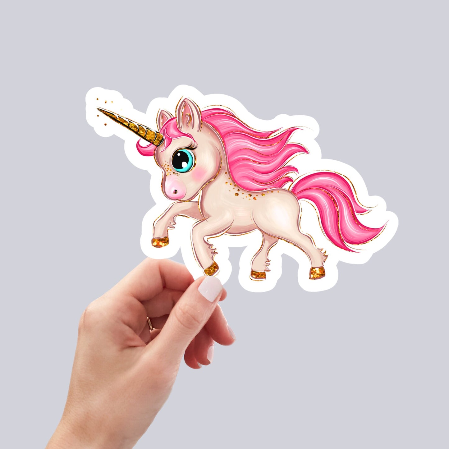 Unicorn Cute Sticker, Pink Unicorn, Waterproof and Dishwasher Safe Handmade cute Vinyl Sticker for gift, planner, book and laptop stickers