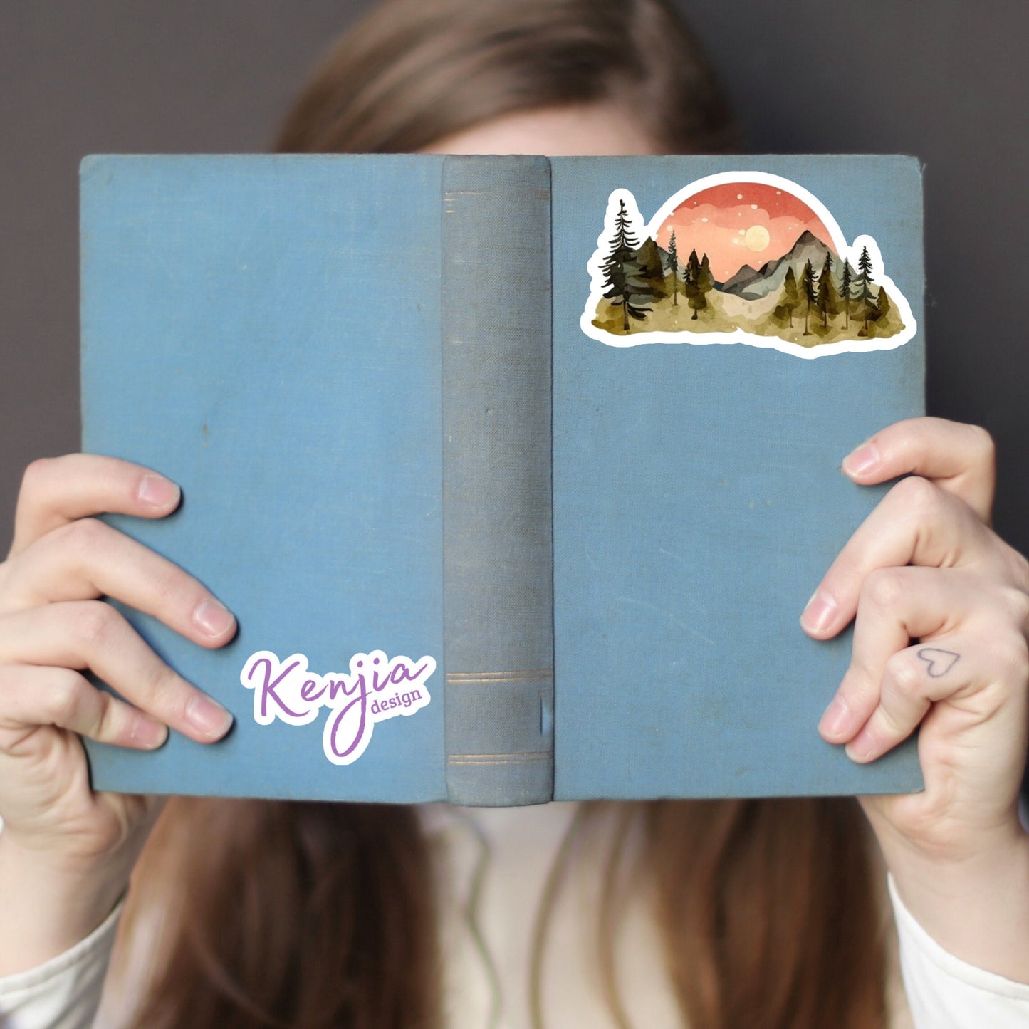 Cute Handmade Lanscape Mountains Sticker and Magnet, watercolor effect, Waterproof Vinyl Sticker for gift, planner, book, laptop