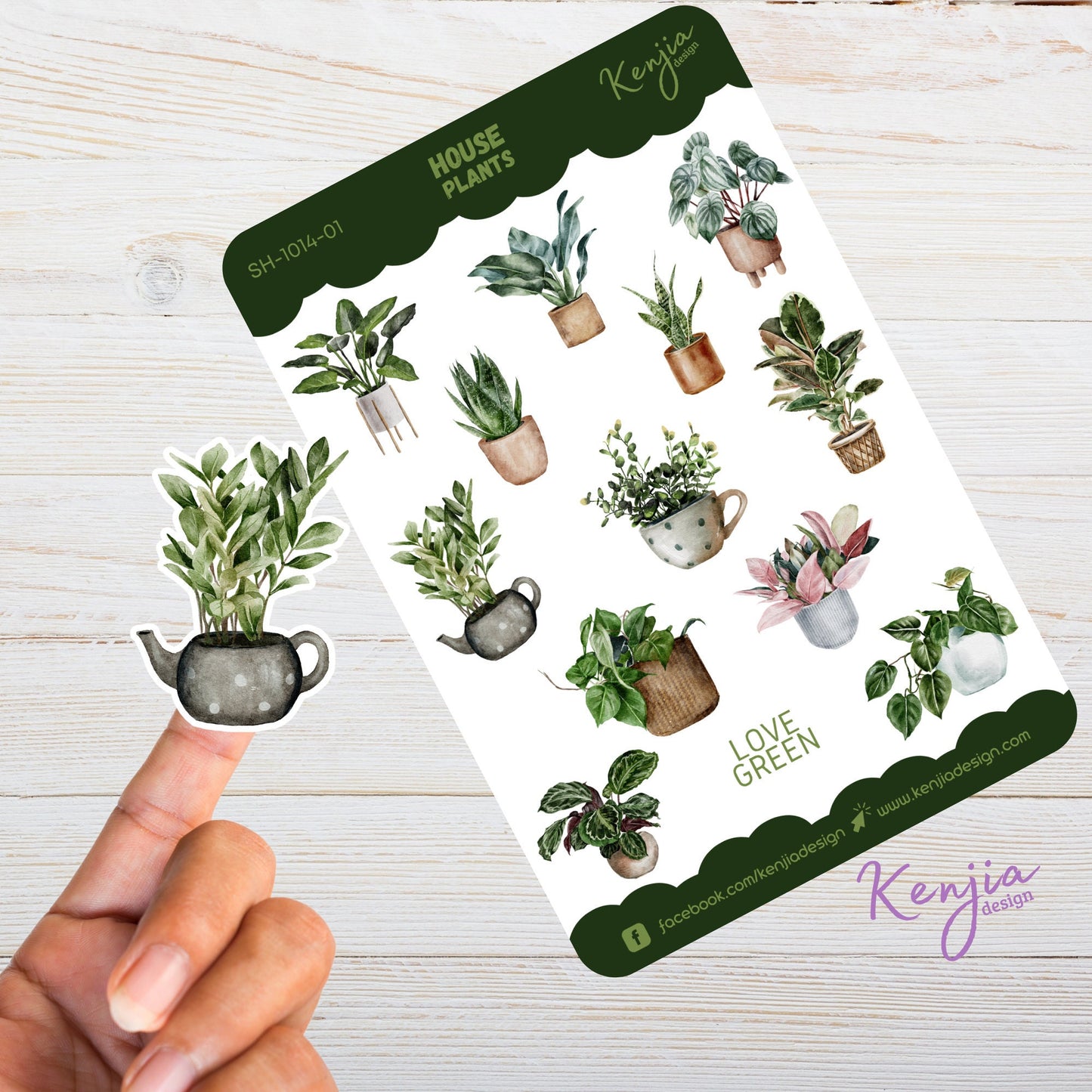 House Plants Sticker Sheet, Handmade cute Vinyl Sticker for gift, planner, book and laptop stickers (Jellyfish, Seahorse, octopus)