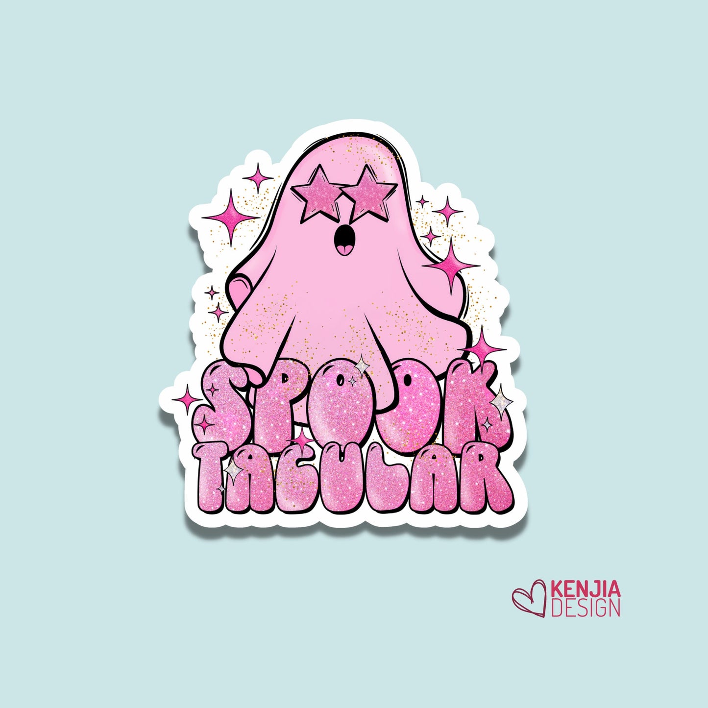 Funny Cute Pink Ghost Stickers  | Spooky Halloween Waterproof Sticker | Planner Laptop Water Bottle Bumper Sticker