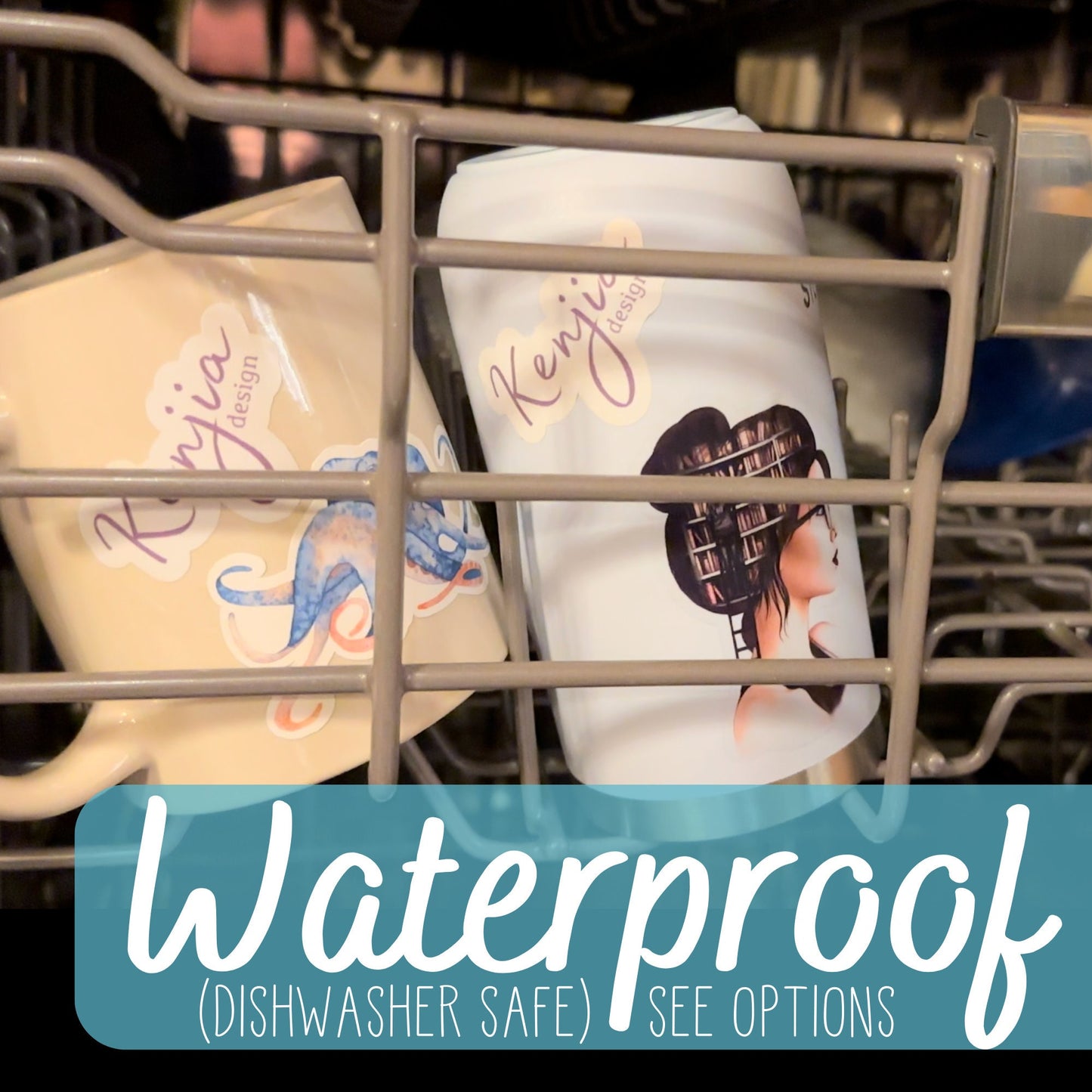 Watercolor Spring Floral Wheelbarrow Sticker, Waterproof and Dishwasher Safe Handmade cute Vinyl Stickers for gift, planner, book, laptop