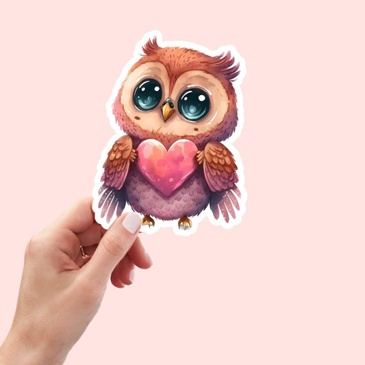 Valentine Sticker, Owl Sticker, Waterproof and Dishwasher Safe Handmade cute Vinyl Sticker for gift, planner, book and laptop stickers